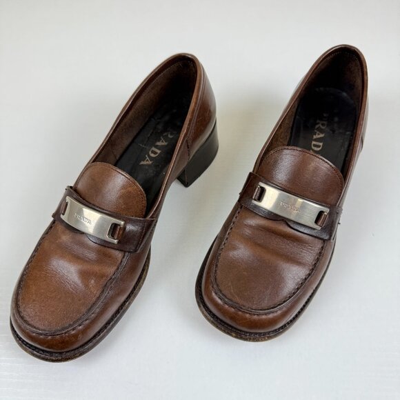 Prada Brown Leather Loafer - Picture 1 of 11